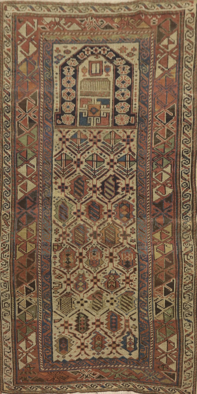 Handmade Tribal Wool Carpet Pre-1900 Antique Kazak Style Vegetable Dye Rug 3×5