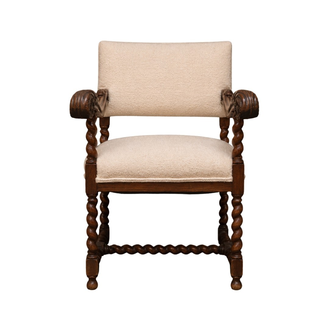 19th Century French Walnut Louis XIII Throne Style Chair