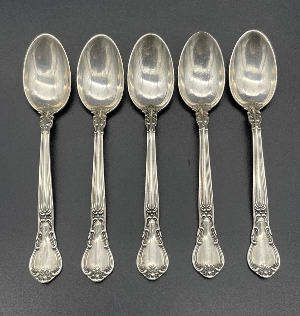 5Pc Gorham Chantilly Sterling Silver Demitasse Spoons Old Mark No Monograms