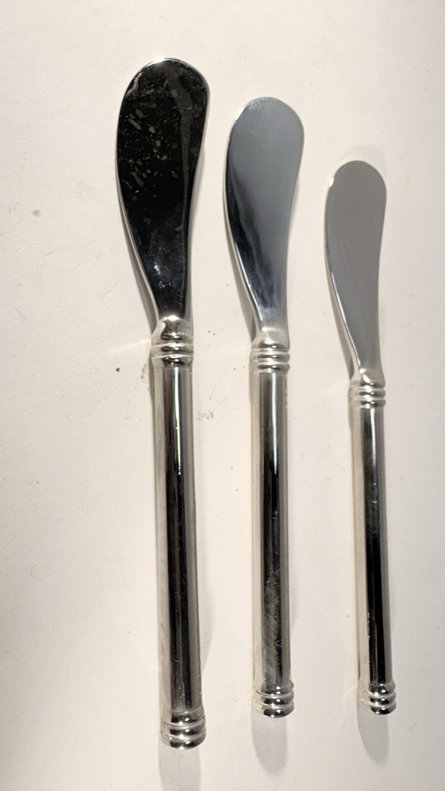 3 Silver Plated Butter Cheese Knives Cannon Barrel ?