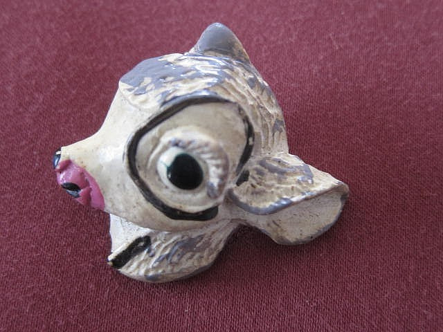 Vintage 1940s–1950s Child’s Figural Deer Head Button – Hand Painted BAMBI Style