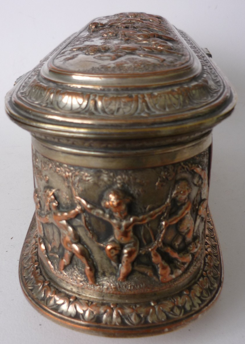 Antique Leopold Oudry Signed Silver Plate Over Copper Large French Lidded Box