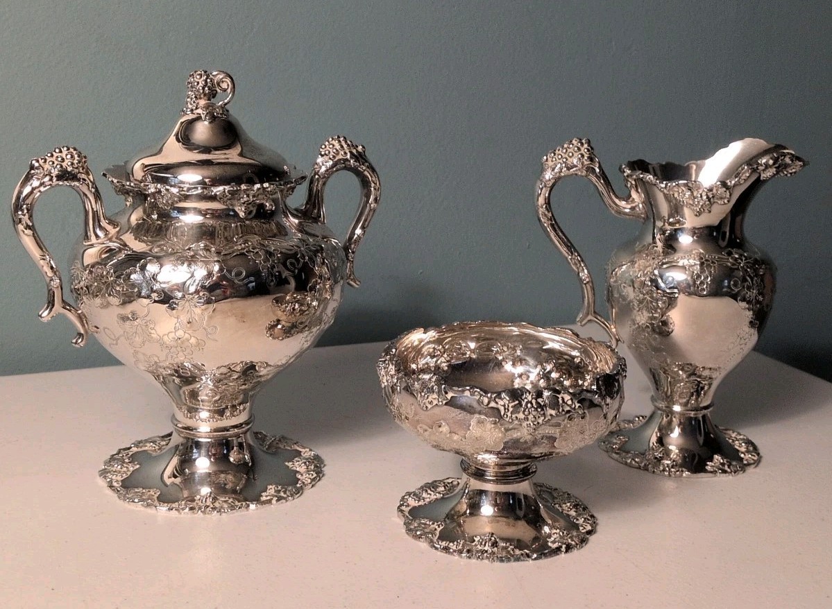 3 Pieces Barbour Silver Co 5336 Hand Cased Silverplate – Creamer, Sugar Bowl +