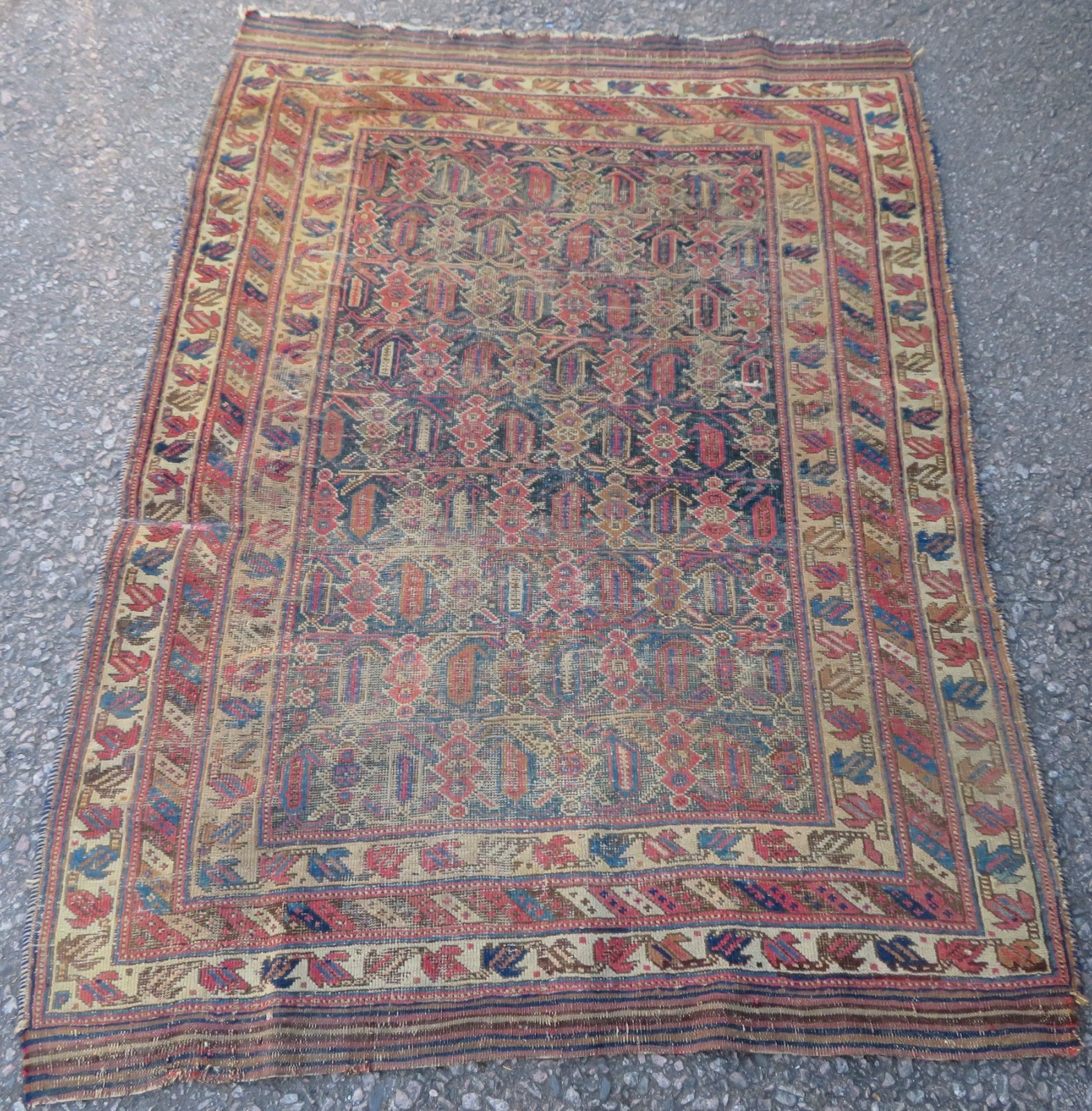 Distressed Antique A•f•s•h•a•r Tribal Rug. 176cm X 123cm.