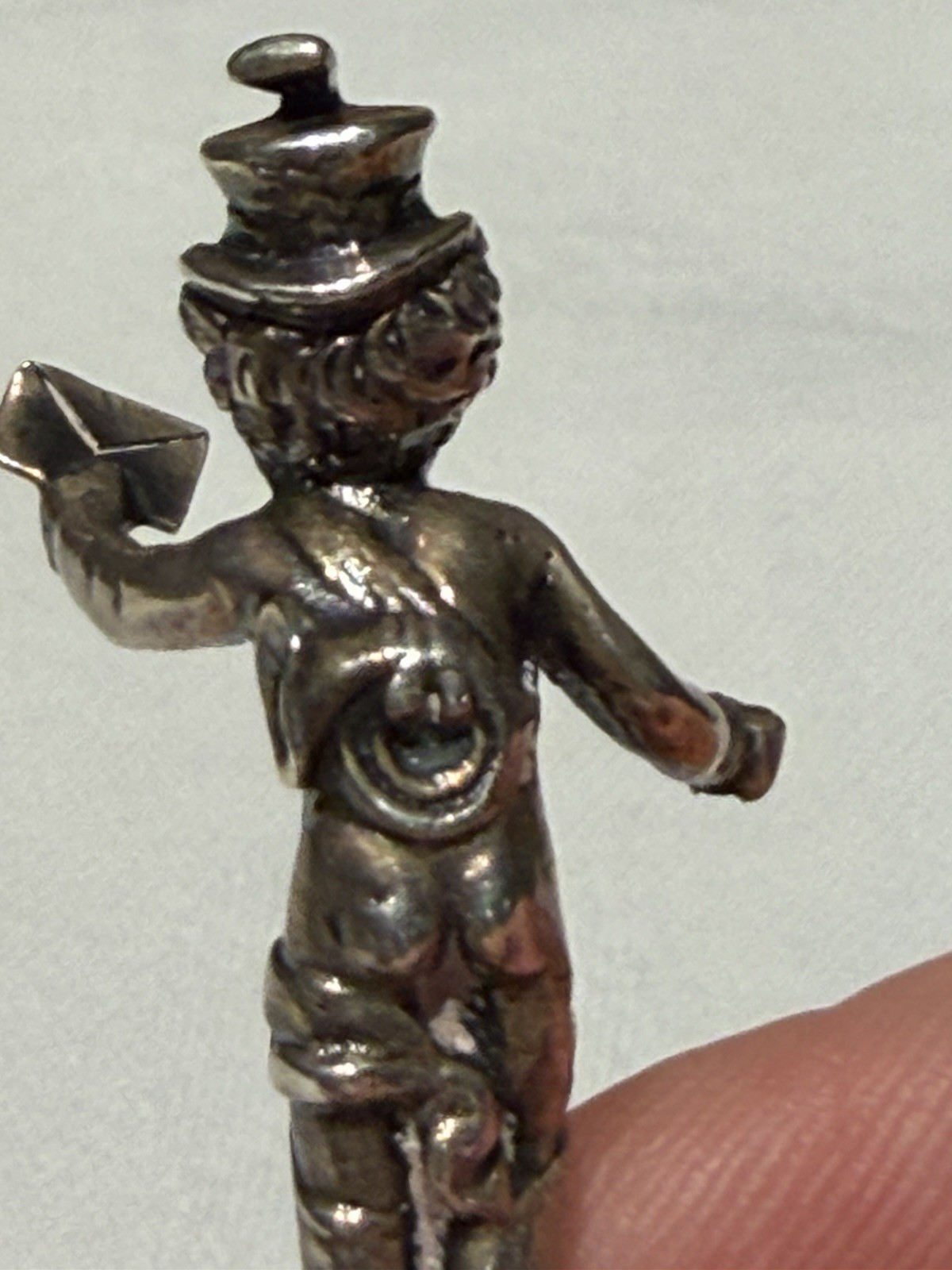 Antique Sterling Silver Desk Seal Victorian Figural Postman London c1900