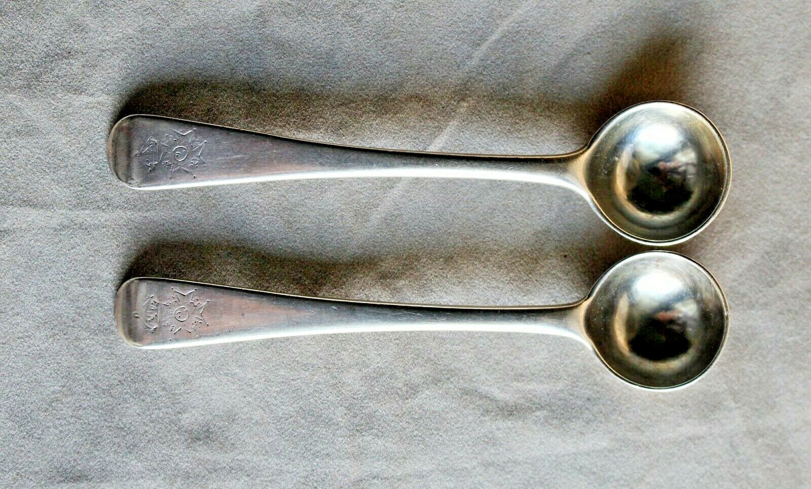 Pr Mid-Victorian Sterling Master Salt Spoons Made for Knights of Malta-Lon.1867