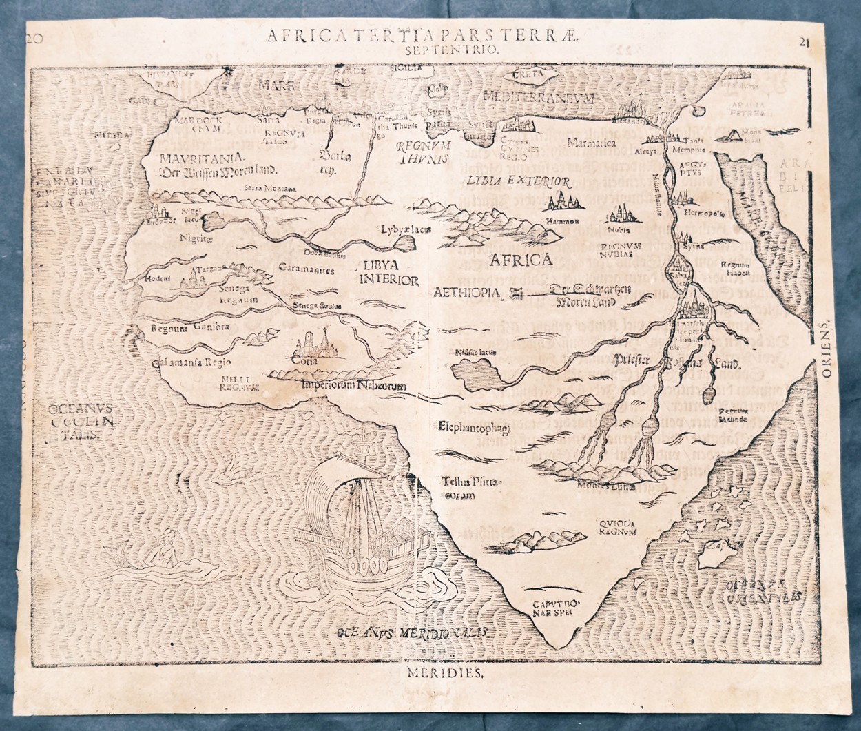 1597 Heinrich Bunting Rare Antique Map of The whole Continent of Africa