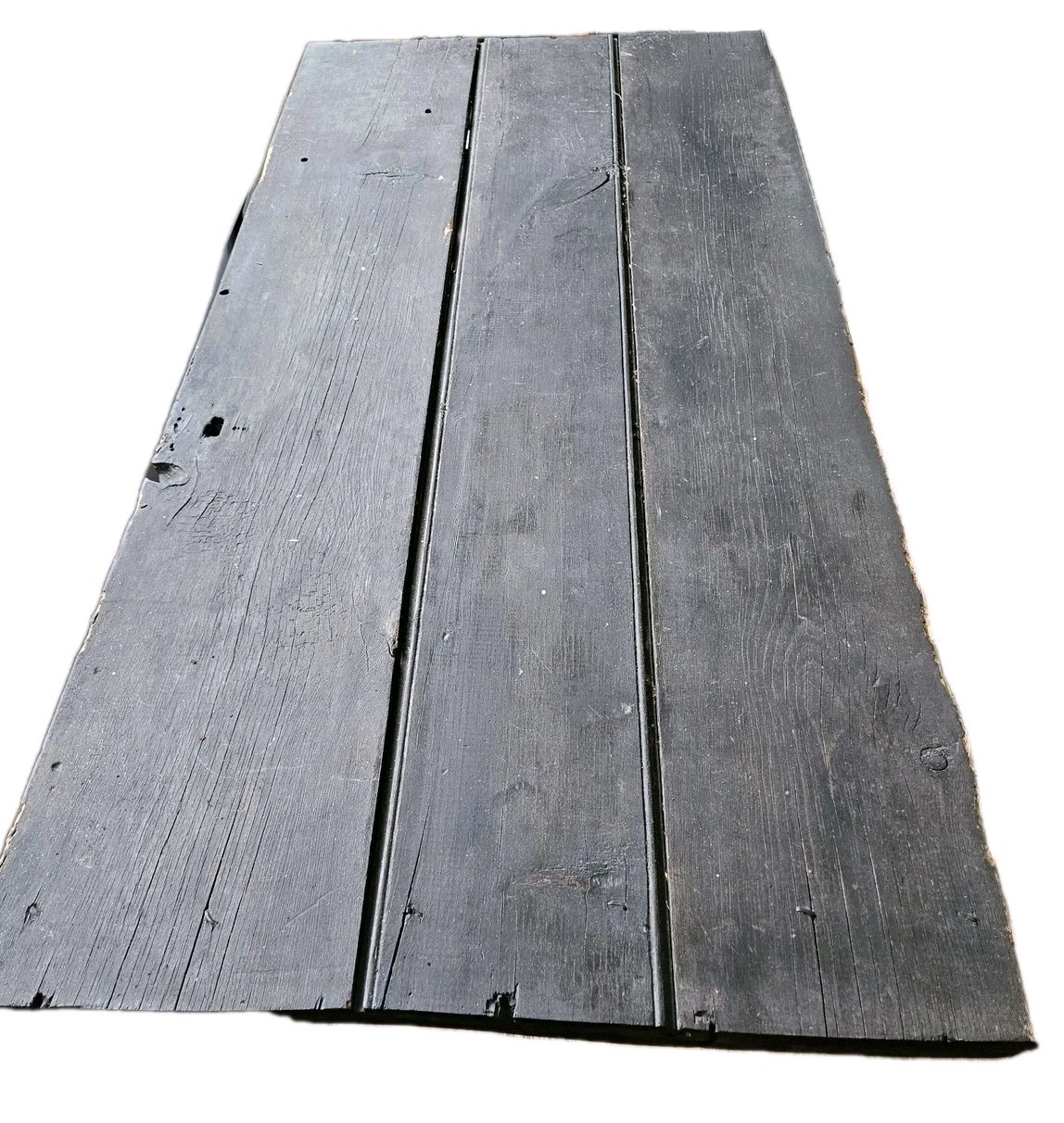 Antique Primitive Farm Dining Table Wooden Weathered Door Barn Wood Blue Legs