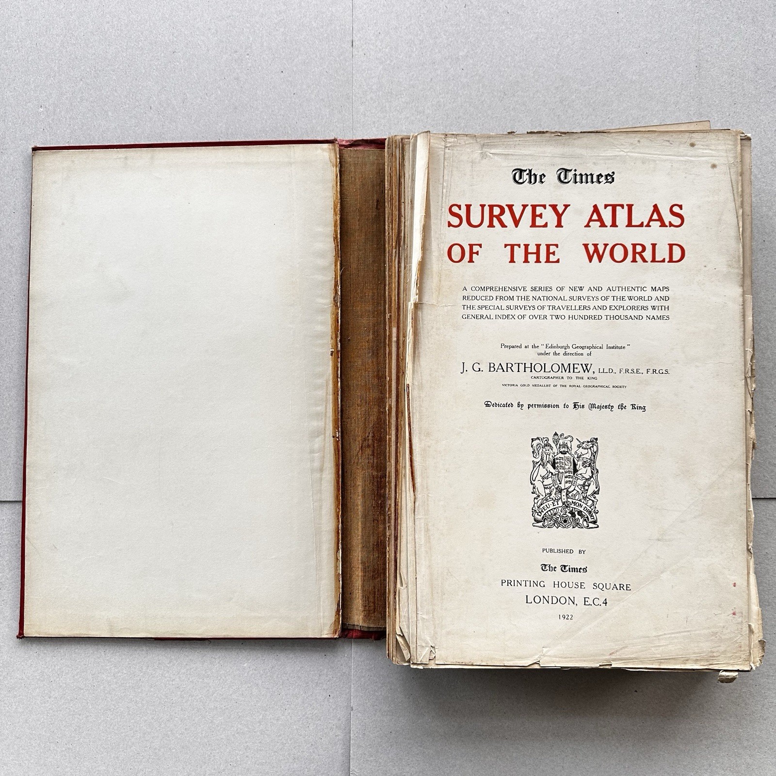 1922 The TIMES Survey Atlas of the World 112 maps Selfridge Edn Pre War (M)