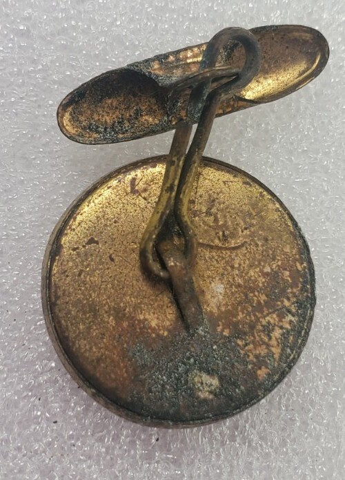 Brass Antique Button with Soldier Helmet Weapon .75″ Across With Cufflink