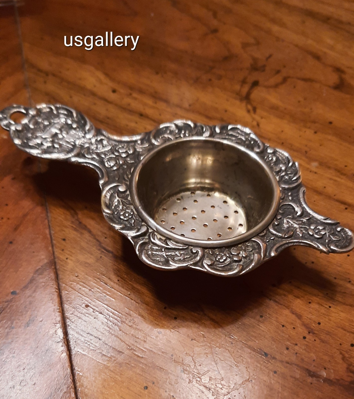 Antique Silver 32.1 Gram Tea Strainer Marked G .800 With Handle