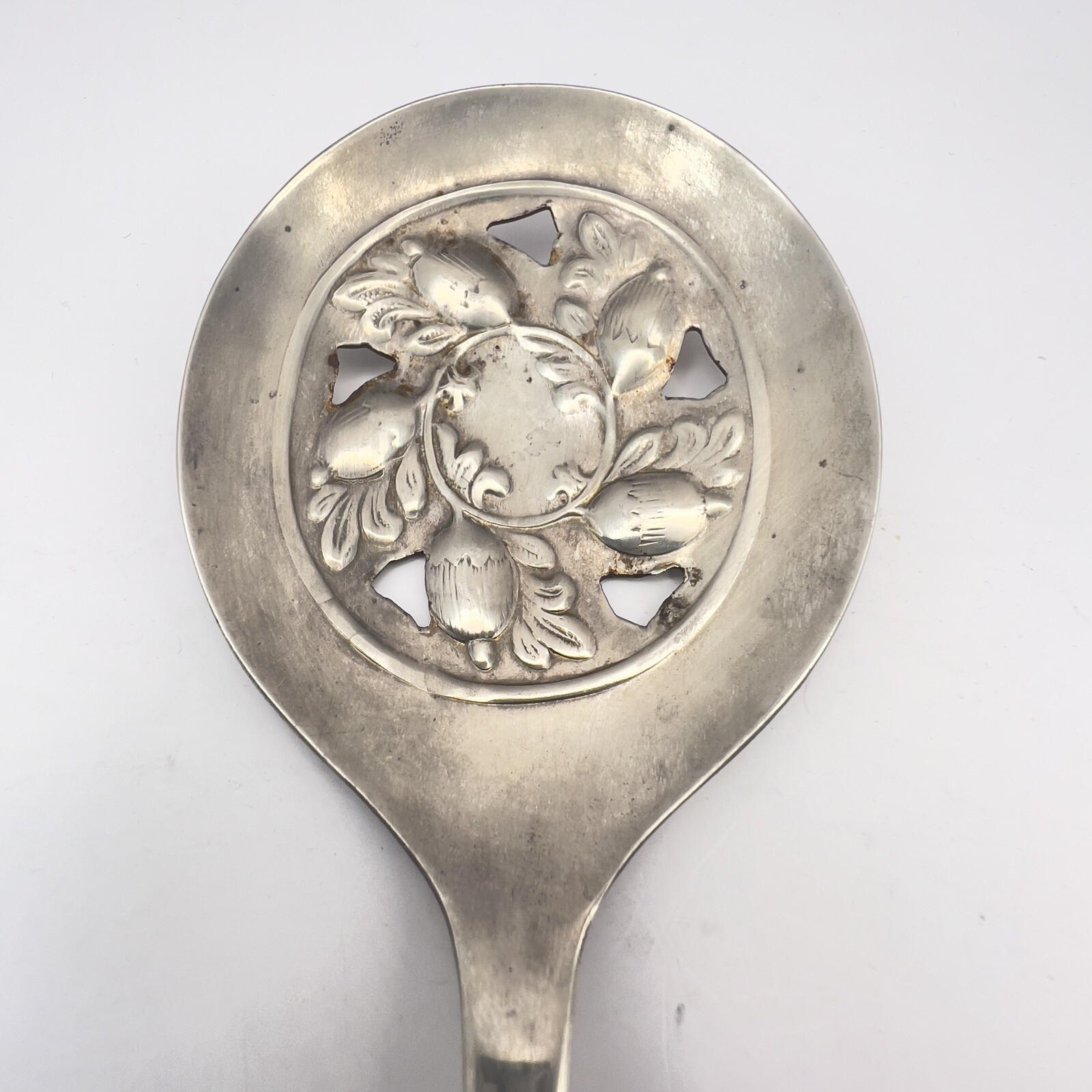 Slotted Tomato Server Cranberry Spoon Sheffield Acorn England Silverplate