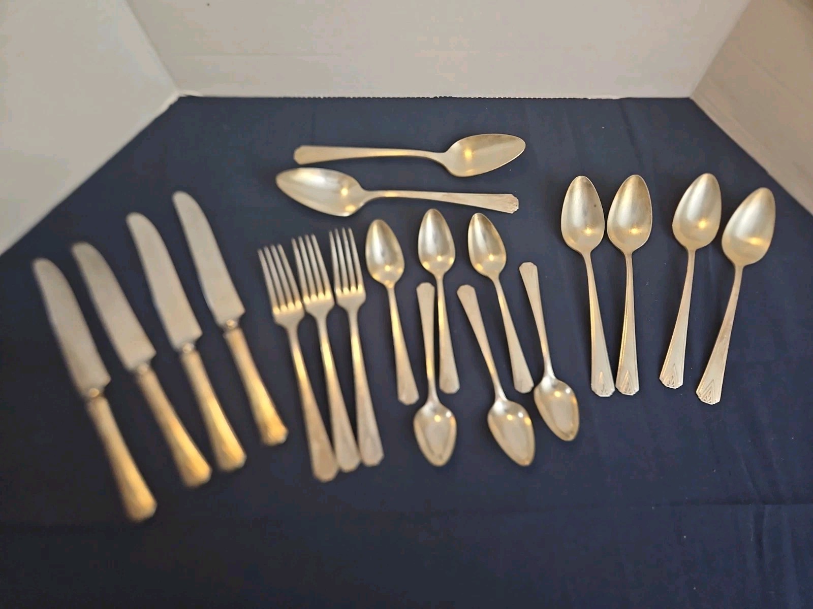 Vgt 19 Pcs Deauville Oneida Community Silver Plate Art Deco Flatware Set