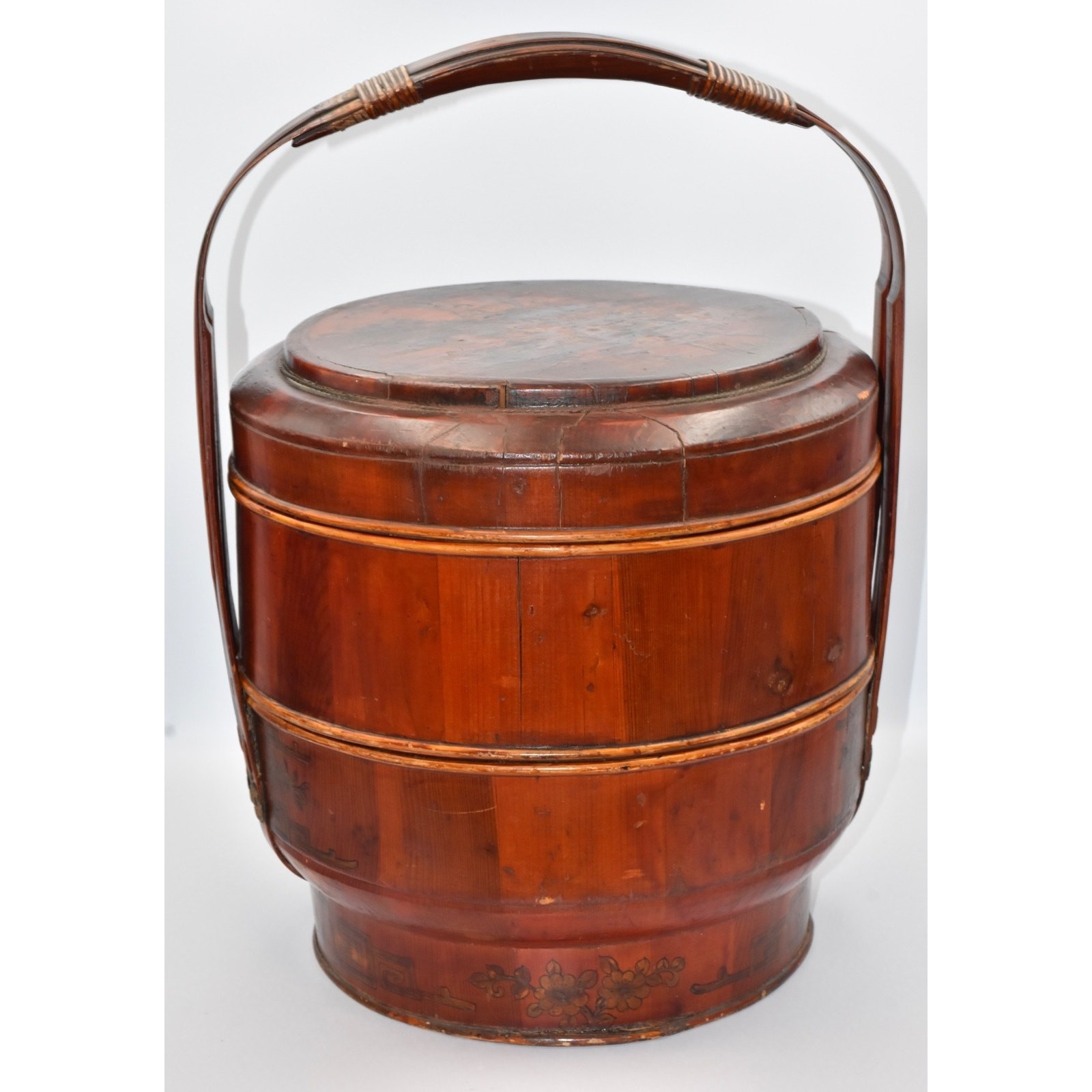 Antique 19th Century Chinese Lacquered Nested Food/Wedding Basket Display Decor
