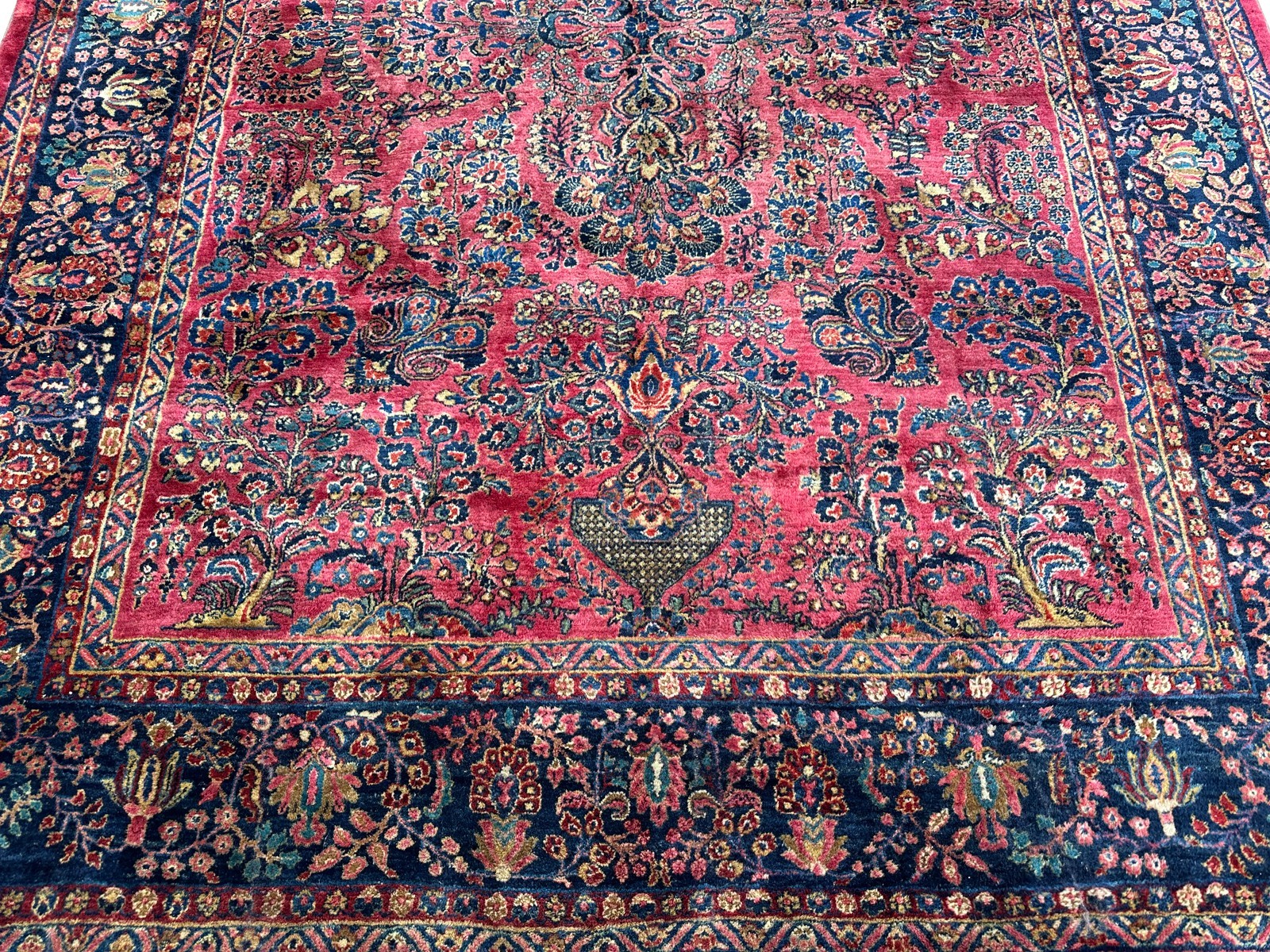 9X12 Antique Rug Fine Manchester Wool Traditional Rose Red 259cmx359cm c.1890