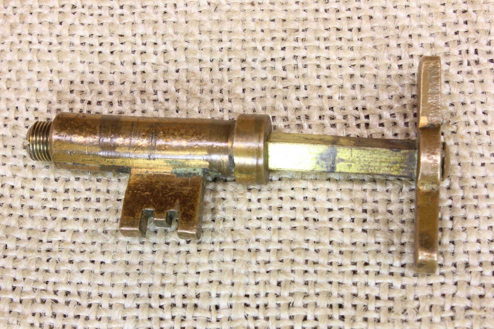 Old Adjustable Brass Key Expand Telescoping Pocket Door Victorian Room Divider