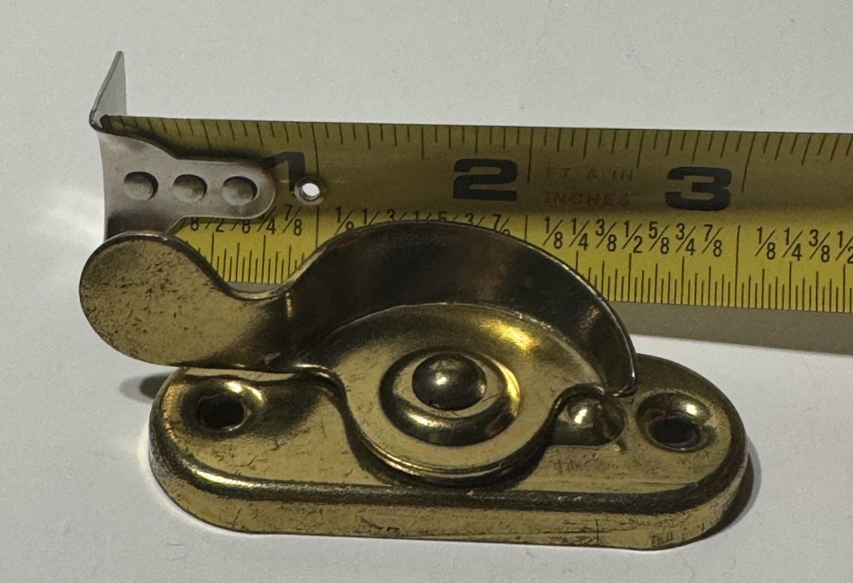 Vintage Brass Tone Metal Window Sash Lock with Screws-NOS
