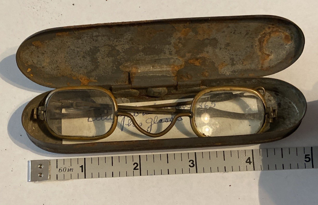 Antique Brass Spectacles Eyeglasses With Case Adjustable Temples