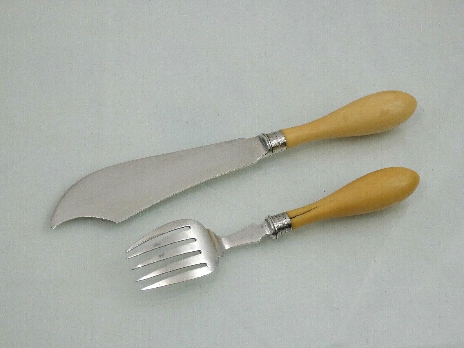 FINE LARGE STERLING SILVER FISH SERVING SET Art Deco style ENGLISH LONDON 1926