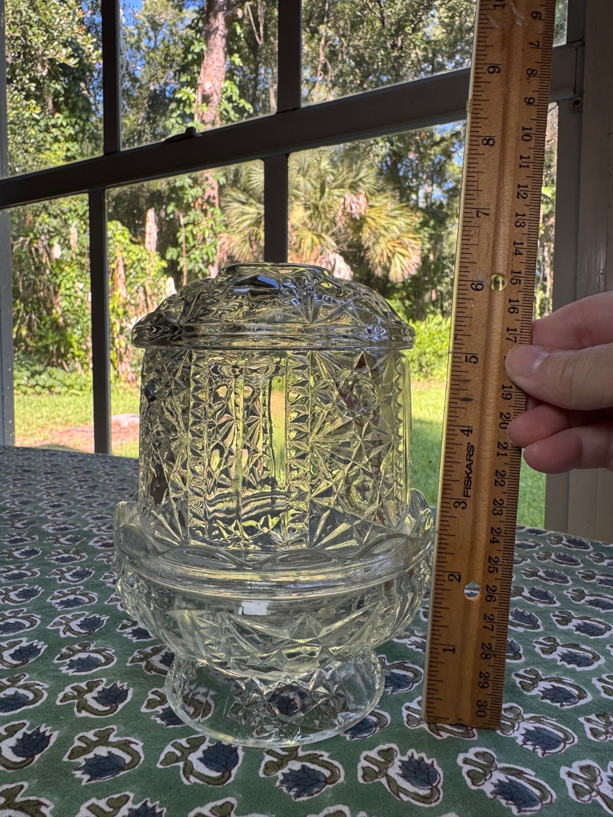 vintage glass, Fairy Lamp, Indiana Glass, Stars and Bars Fairy Lamp