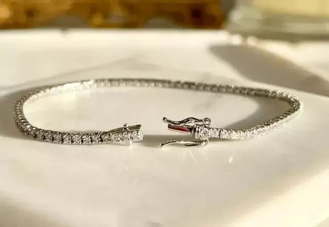 14K White Gold Plated Tennis Bracelet 5Ct Round Cut Diamond Lab Created Women’s