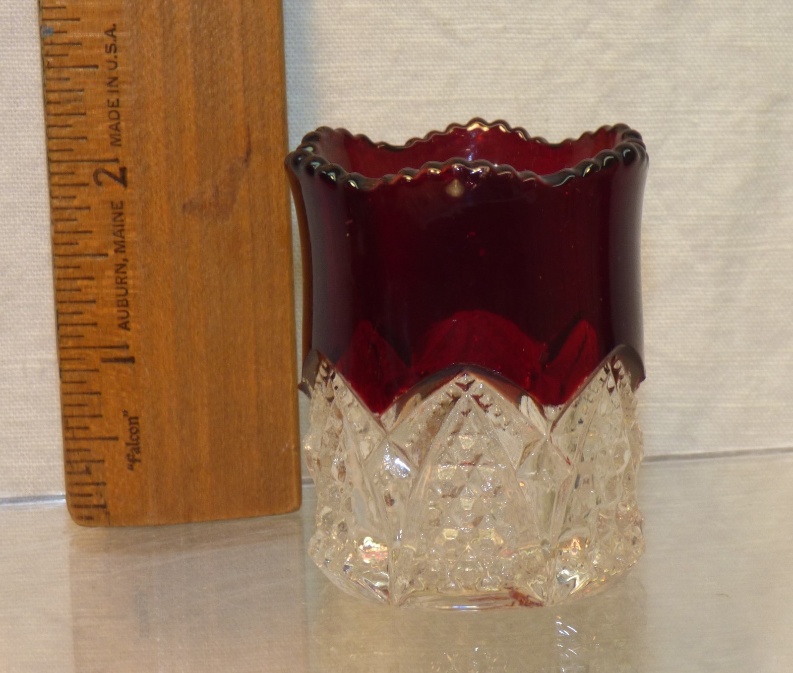 Antique RUBY FLASH Pattern Glass Toothpick Holder Unmarked NOT a Souvenir