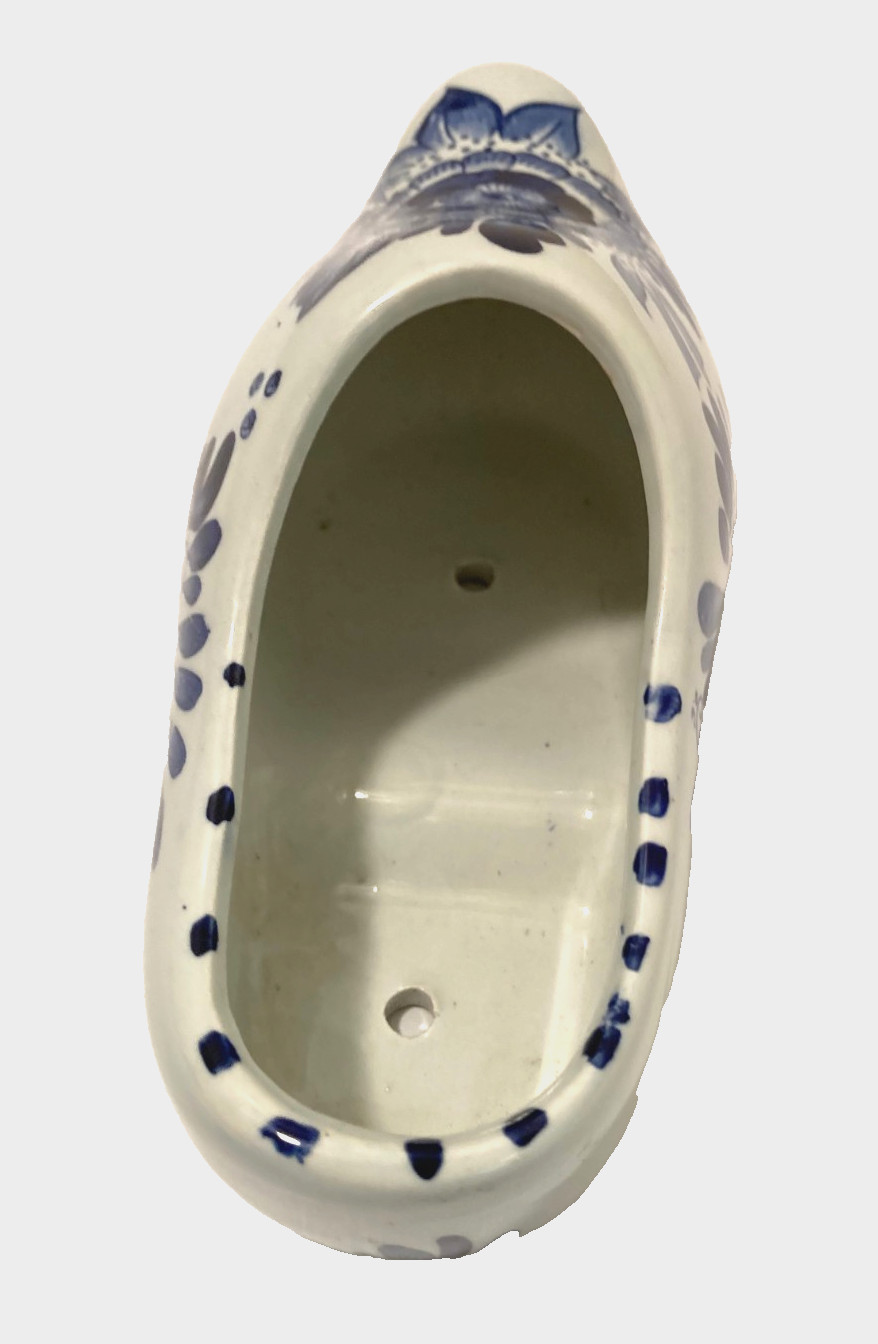 Vtg Porcelain Hand Painted Blauur Dutch Shoe White Blue Floral Delft 7″x3″x3.5″