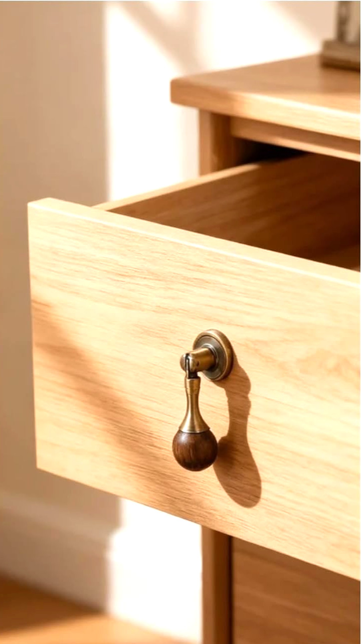 2 Teardrop Drawer Door Pulls Knobs Walnut Wood Antique-Brass Victorian Eastlake