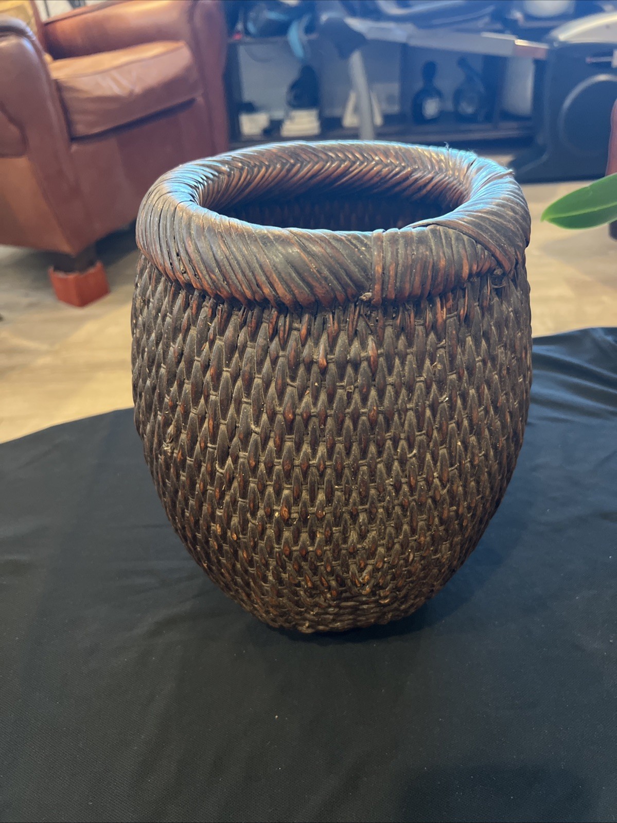 Antique Japanese Woven Kago Ikebana Basket 10″High In Very Good Condition.