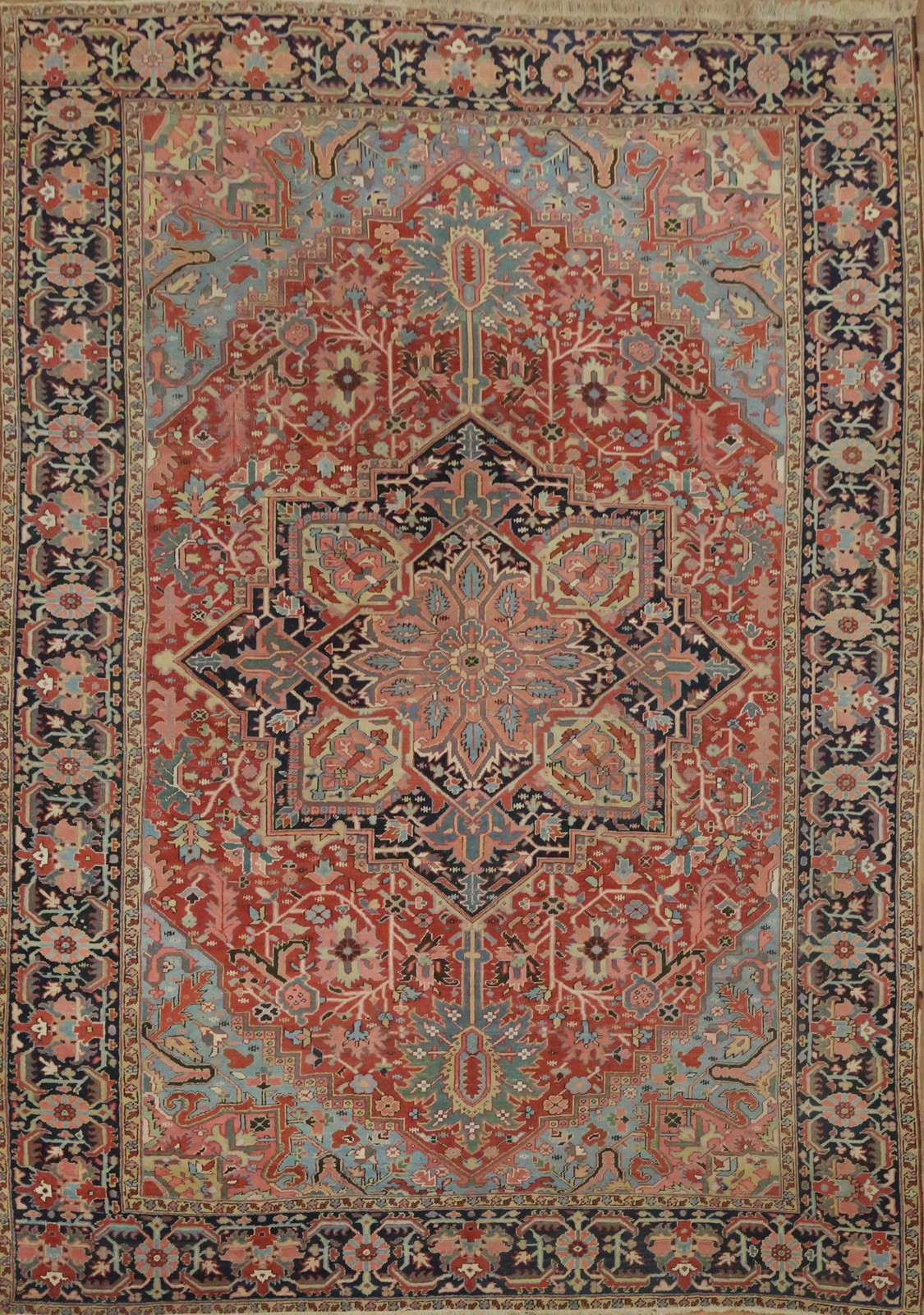 Antique Wool Oriental Area Rug 9×13 Ft Hand-Knotted Traditional Medallion Carpet