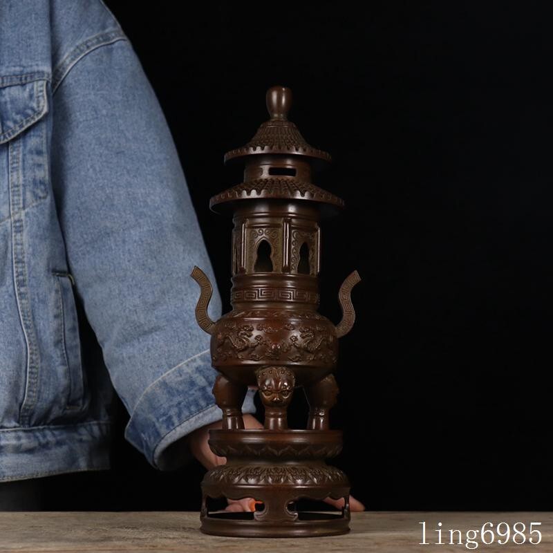 China ancient dynasty bronze animal dragon Dragon statue Incense burner Censer