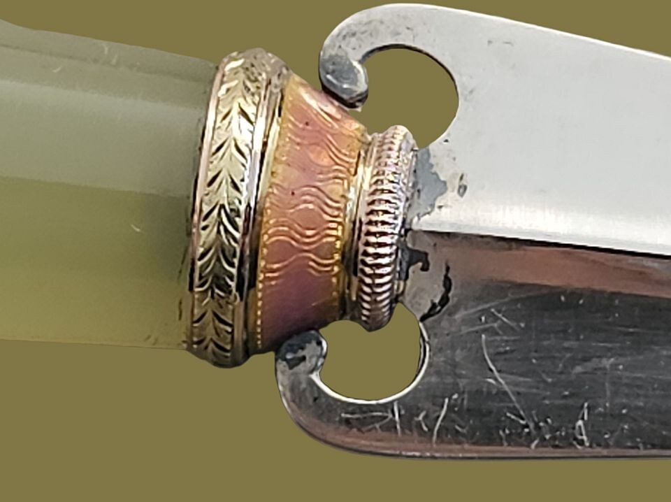 Karl FABERGÉ / Michael PERCHIN Gold – Enamel Silver / Bowenite – Letter Opener