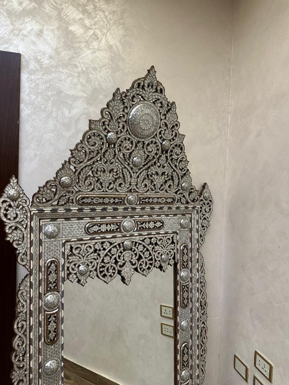 RARE Vintage 83” Syrian Mother of Pearl Inlay Mirror – Handcrafted Masterpiece