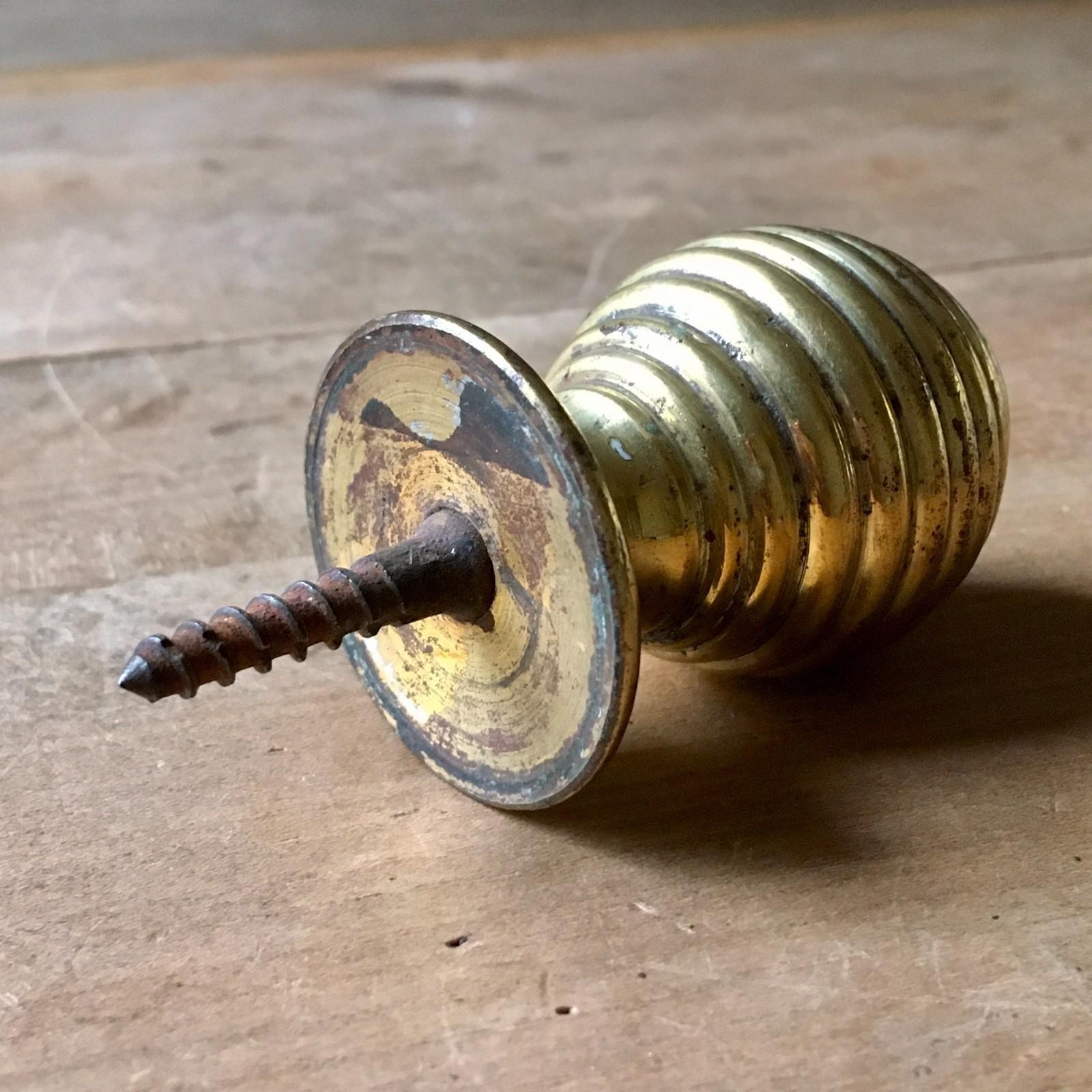 Solid Brass Beehive Door Knob Handle Vintage Victorian Pull Old Screw Back