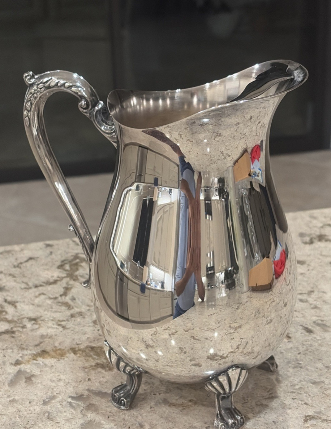 MCM Rogers Silver Co 1883 Silver Plated Footed Water Pitcher w/ Ice Lip 9″ Tall
