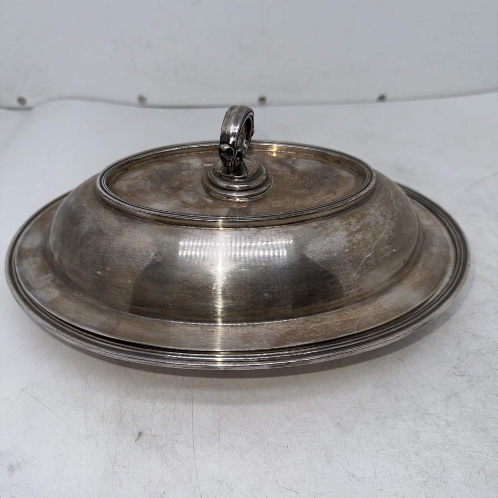 Vintage Pairpoint Sheffield Silver-Plated Serving Plate Tray With Lid 10” 04240