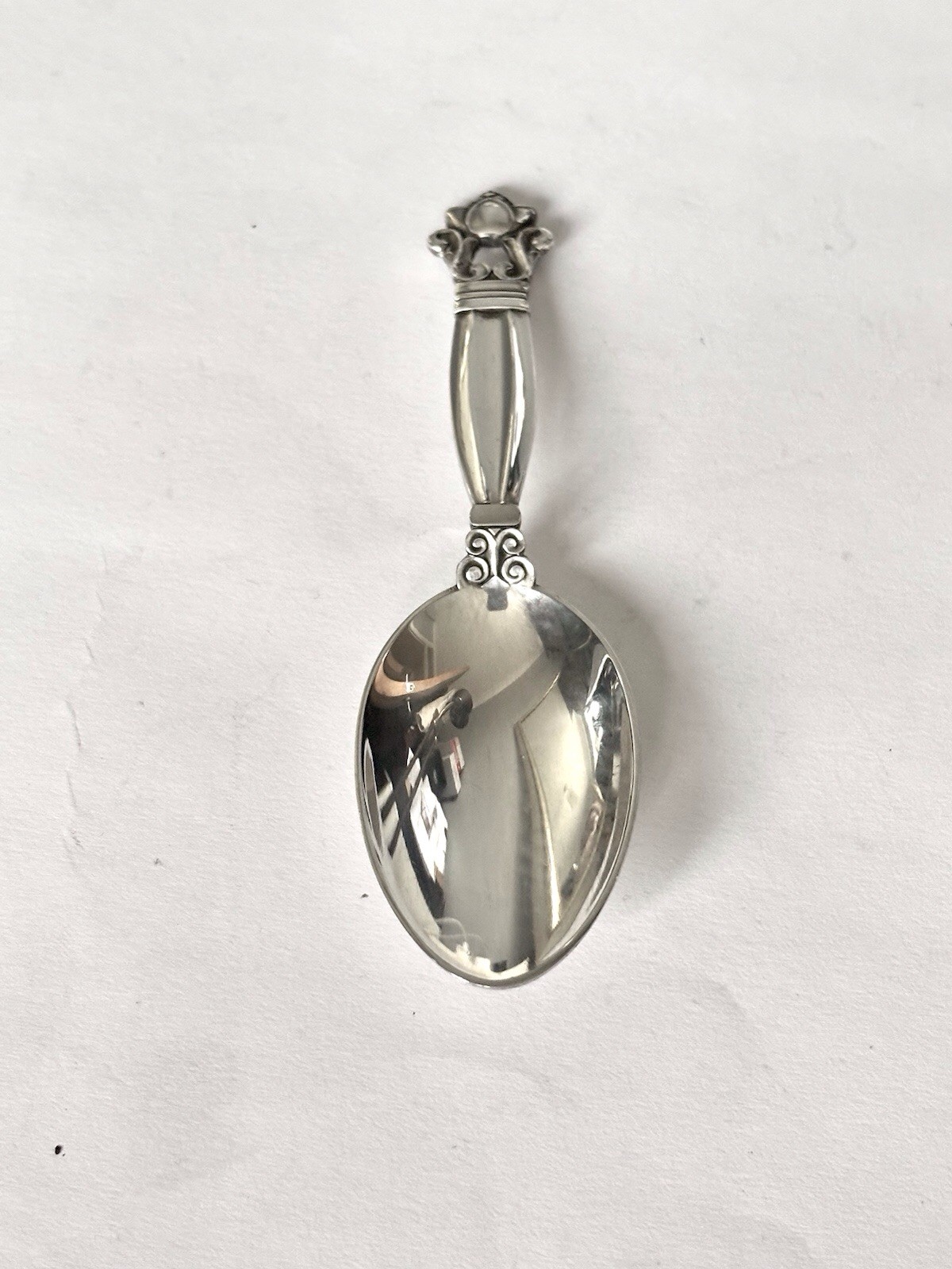 Georg Jensen Danish Sterling Silver Acorn Tea Caddy Spoon c1950