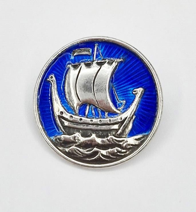 FINE STERLING SILVER ENAMEL IONA ALEXANDER RITCHIE STYLE BROOCH Birmingham 1961