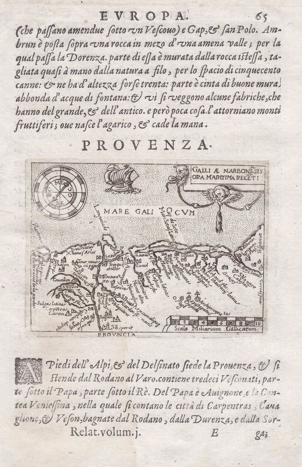 Provence Montpellier Marseille Avignon Map Ortelius Botero 1599