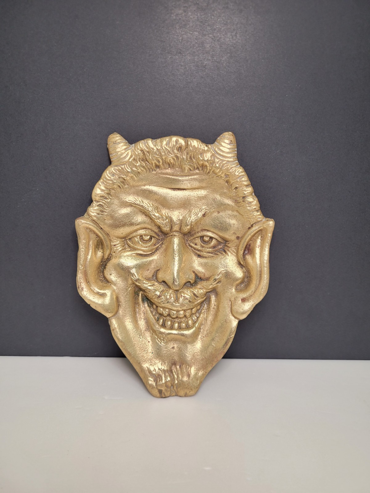 Antique Brass Devil Vide-Poche or Calling Card Tray or Coin Dish – Satyr Demon