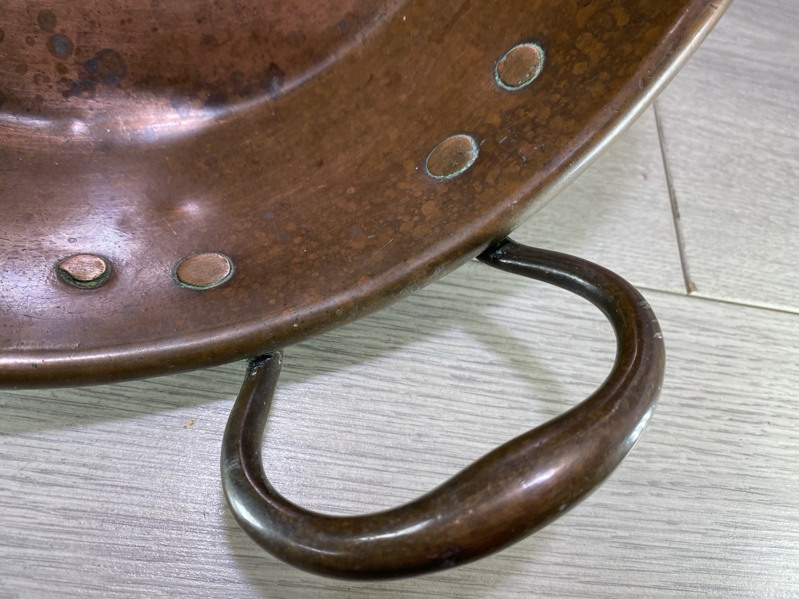 Antique Victorian Copper Two Handled Preserve Pan 28cm Diameter heavy 2kg