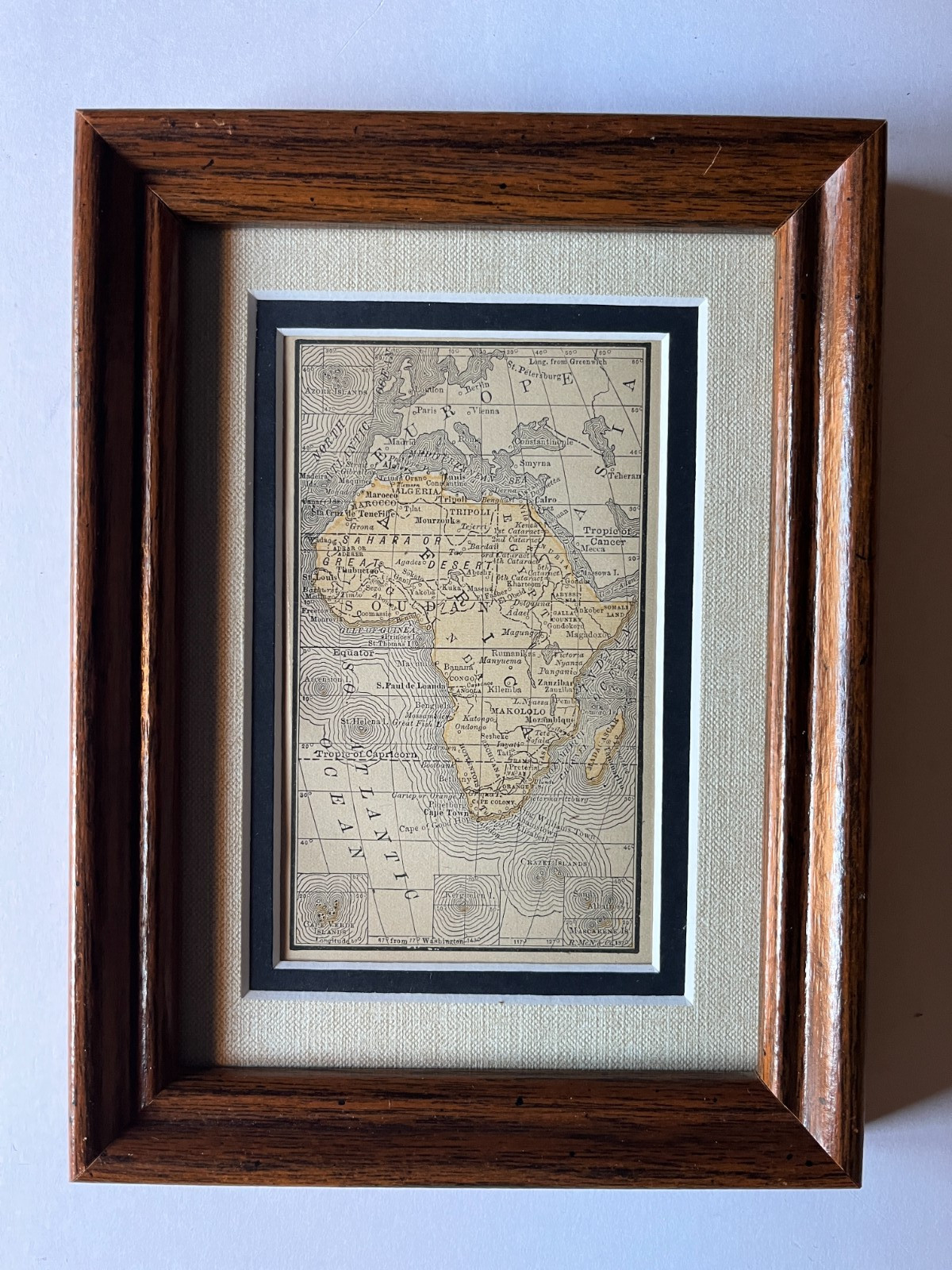 1887 AFRICA Pocket Atlas Map Framed w/Mat SEE DESCRIPTION