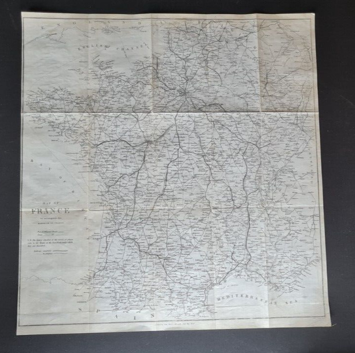 Antique (1856) folding map of France – J & C Walker