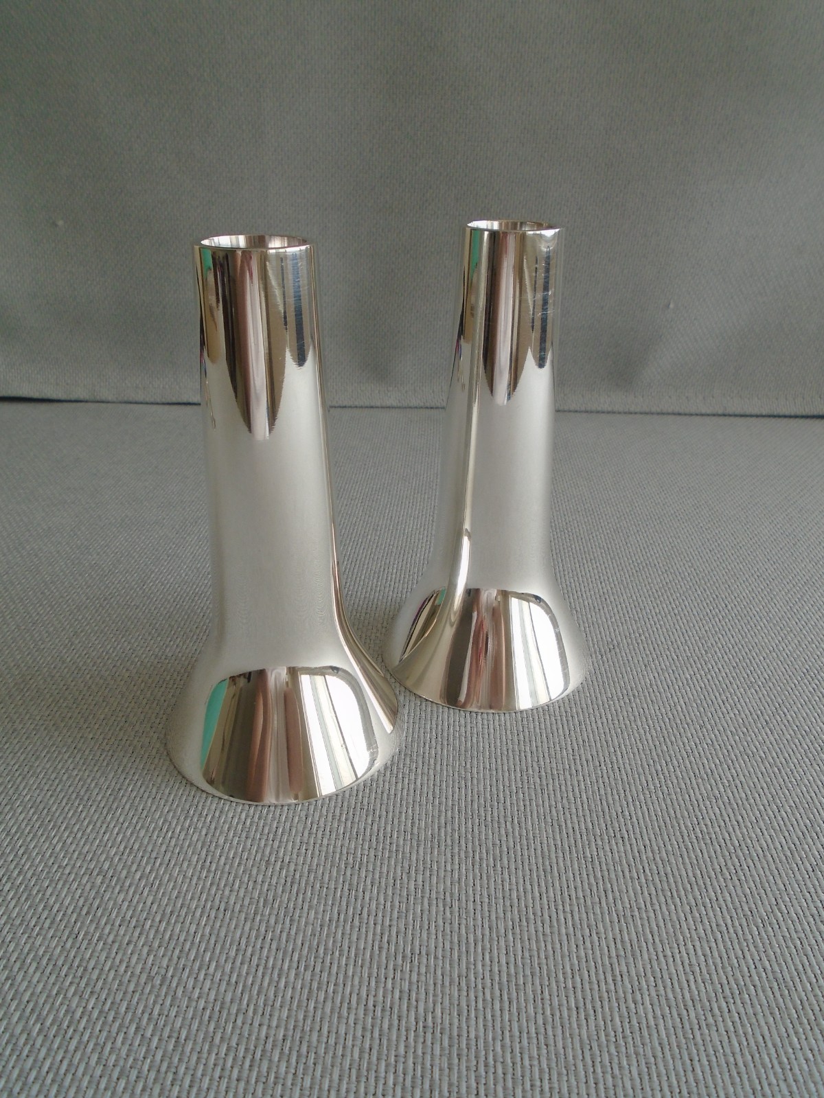 GEORG JENSEN HK STERLING SILVER ~ 2 CANDLESTICKS 5 1/4″ # 1140 ~ EXCELLENT!!