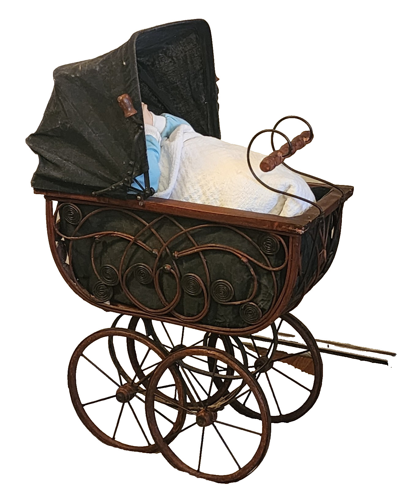 Large Vintage Handmade Baby Doll Pram