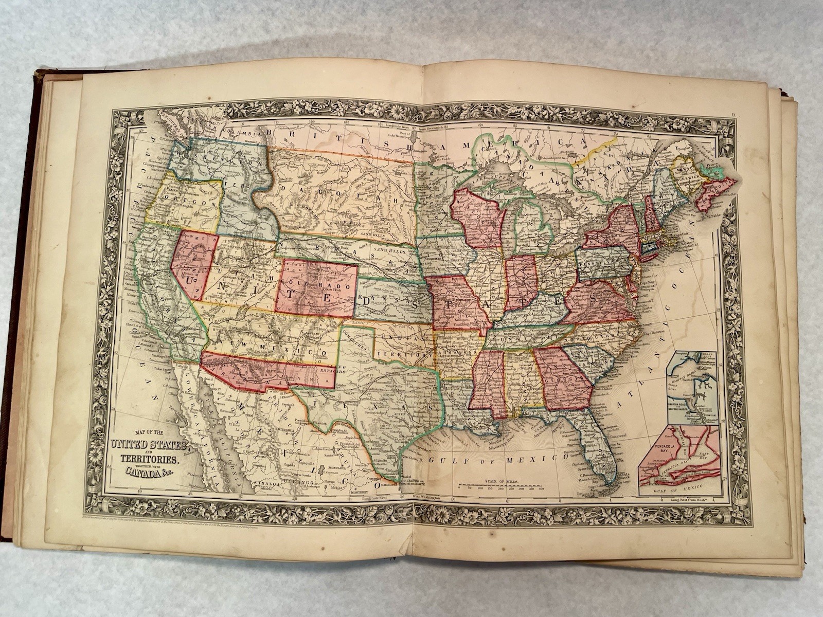1861 Mitchell’s New General Atlas Maps World United States Hand Colored Complete
