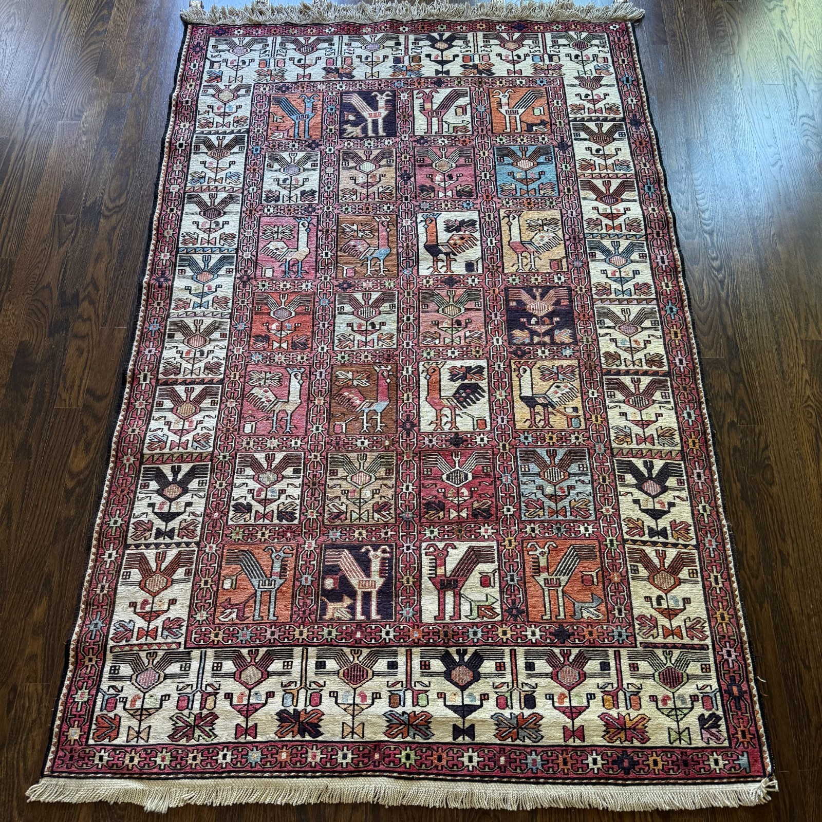 Kilim Soumak Shahsavan Tribal Area Rug 6 x 4 Ft Silk Wool Tapestry