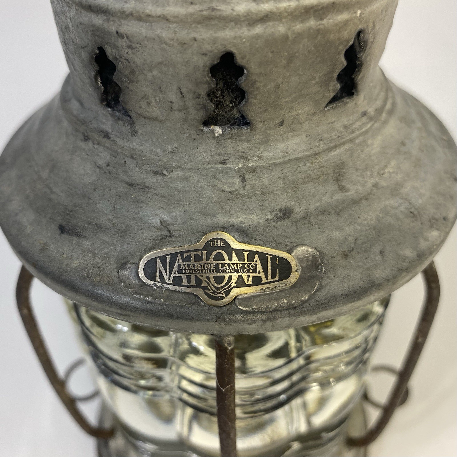 Antique National Marine Lamp Co Lantern Forestville CT Nautical Railroad Style