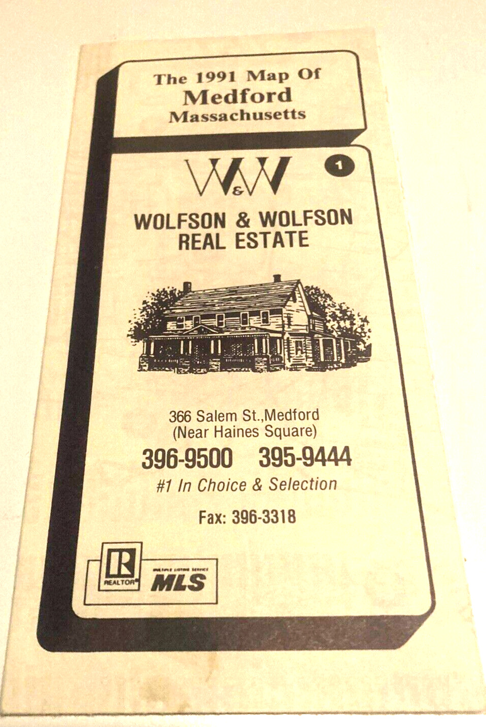 Medford Massachusetts 1991 FOLD OUT MAP ISSUED BY WOLFSON REAL ESTATE – VINTAGE