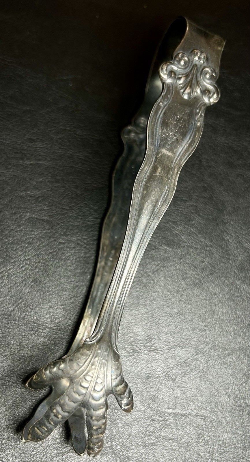 ANTIQUE Victorian American Silver Signed 7” Claw Sugar Tongs